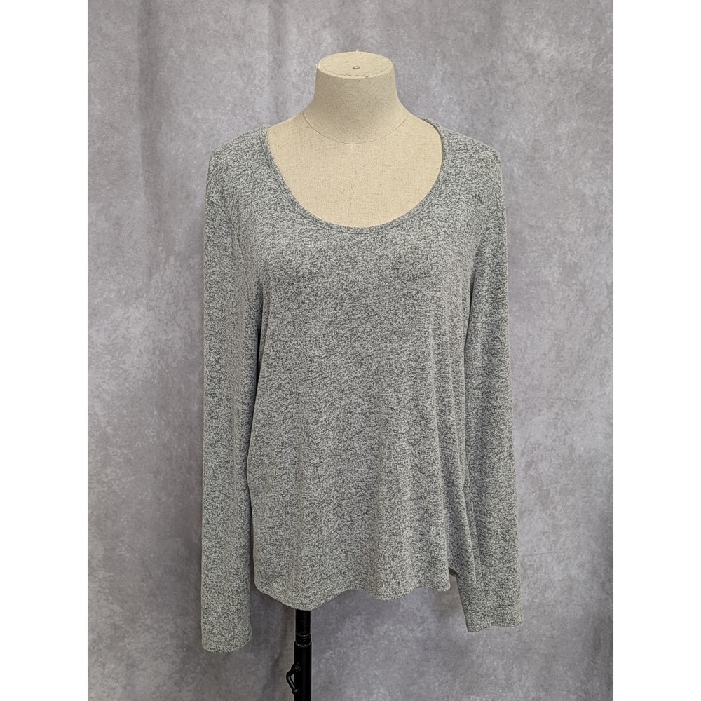 J.Crew Women Grey Marl Knit Scoop Neck Long Sleeve Top Size L Relaxed Basic-C269